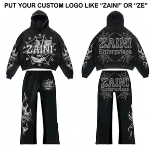 ZAINI Premium 350 GSM 100% Coton Polaire Brossé Homme Streetwear Survêtement Hiver Blanc Impression Sérigraphique Personnalisée Impression Gonflée Broderie - Product Image 1