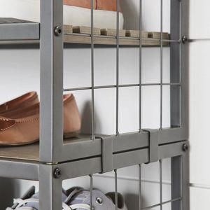 Scarpiera in Legno e Metallo Grigio Canna di Fucile per Ingresso, Arredamento Moderno per la Casa - Product Image 5