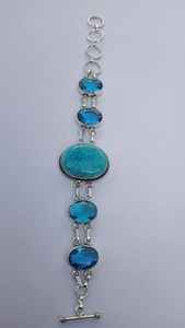 Turquoise Blue Topaz Bracelet 925 Sterling Silver Handmade Gemstone Jewelry Adjustable Women <b>Men</b> Gift - Product Image 5