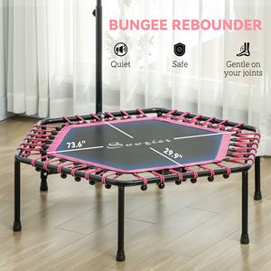 แทรมโพลีนแบบ Bungee Rebounder ขนาด 45 นิ้ว สำหรับผู้ใหญ่ พร้อมไฟ LED และที่จับสีชมพูปรับได้ - Product Image 5