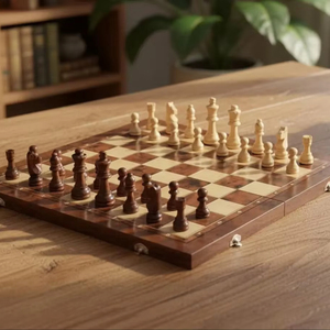 Tablero de Ajedrez Rectangular Rústico y Ecológico de ILAHI, Hecho a Mano con Madera Pura al 100%, Estilo Animal/Amor, Tamaño Personalizado - Product Image 1