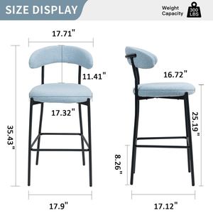 Sgabelli da Bar Alti 26FT con Rivestimento in Tessuto Teddy e Base in Metallo Verniciato a Polvere Nera per Isola Cucina e Bancone Bar - Product Image 3