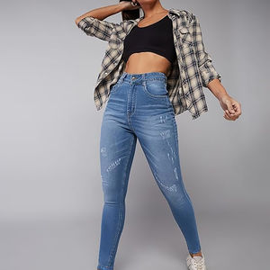 Pantalones vaqueros casuales de invierno para mujer, talla grande, cintura alta, efecto levanta glúteos, logotipo personalizado, precio mayorista económico - Product Image 4