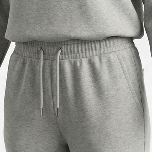 Women's Gray 2 Piece Sweatshirt and Jogger <b>Set</b> Crew Neck Full Sleeve Solid Color Casual Wear <b>Knitted</b> Cotton Print Design - Product Image 5