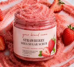 Strawberry Shea Sugar <b>Body</b> <b>Scrub</b> Organic Exfoliating <b>Body</b> Polish for Deep Cleansing & Skin Brightening Private Label Bulk Supply - Product Image 2