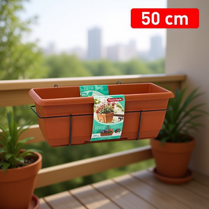 Jardinera Balconera 50, pot de fleurs avec crochet et support, accessoire pour panier suspendu - Product Image 3