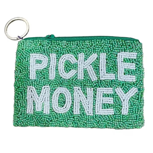 Pochette à monnaie élégante PICKLE MONEY avec broderie perlée faite à la main et design tendance pour un look luxueux et à la mode - Product Image 1