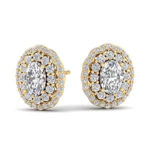 Boucles d'oreilles clous REYES en argent sterling 925, diamant ovale de 2,2 carats HPHT CVD cultivé, avec fermoir à vis, bijoux de luxe - Product Image 1