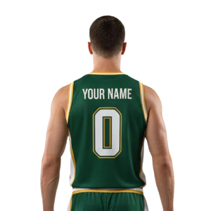 Ensemble uniforme de basketball pour hommes avec bordure contrastante, maillot sans manches à col rond et short ample, personnalisable avec le nom de l'équipe et le numéro du joueur - Product Image 4