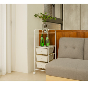 Taiwan Furniture Manufacturer 3 pp Drawers Mobility Storage Cart with 2 Metal Shelves - Product Image 5