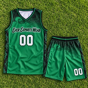 Uniforme de Baloncesto con Patrón Verde y Negro, Conjunto de Camiseta y Pantalones Cortos de Baloncesto, Servicio ODM, Diseño Único, Nuevo Diseño, Impresión Personalizada, Kit de Equipo - Product Image 4