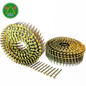Clavos en rollo de alambre de acero OEM de 14000 piezas, de origen directo, con revestimiento amarillo de 15-16 grados, de 1-1/4 pulgadas, para palets de madera - Product Image 1