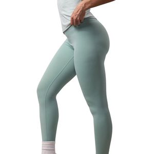 Legging femme vert sauge à détails de coutures, taille haute, extensible, pour l'entraînement, pantalon de fitness sculptant, vêtements de sport et de gym - Product Image 3
