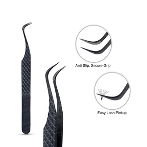 Pince à épiler en titane noir Diamond Grip, haute précision, pointe en fibre, facile à utiliser pour tous types de cils - Product Image 5