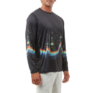 Custom Sublimation Men's Long Sleeve Fishing Shirt With Sonar Print UPF 50 Quick Dry Polyester <b>Top</b> - Product Image 4