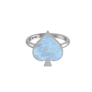 925 Sterling Silver Children's <b>Ring</b> Bezel Setting Rainbow <b>Moonstone</b> Gemstone Spade Shape High Finish Classic Wedding Party - Product Image 2