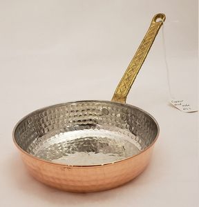 Sartén de acero inoxidable lisa con mango largo y acabado en cobre para cocina doméstica, utensilios de cocina, sartén para cocinar en estufa. - Product Image 5