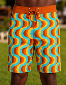 Shorts de surf pour hommes à séchage rapide, shorts de plage avec logo frontal, maillots de bain légers, écologiques, respirants et élastiques - Product Image 1