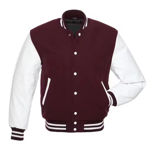 High Quality Custom Logo College Outdoor Varsity Jacket for <b>Men</b> Solid Color Leather Sleeve Plus Size Letterman Winter Jacket - Product Image 5