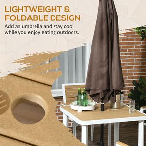 Set da Pranzo da Esterno a 5 Pezzi Resistente alle Intemperie con Materiali HDPE e Telaio in Alluminio per Arredamento da Veranda - Product Image 5