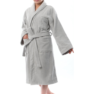 Peignoirs de bain à capuche unisexes de luxe pour hôtel et spa, avec poche avant, design de logo personnalisé, pack combiné, 100% coton, séchage rapide, respirant, couleur gris - Product Image 4