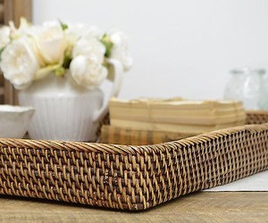 Nueva bandeja de decoración de ratán de moda para sala de estar, dormitorio, cocina, bandeja de ratán tejida a mano de alta calidad, jacinto de agua con asas - Product Image 5