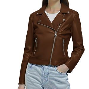 Veste zippée en cuir véritable tricoté sur mesure pour femmes, de luxe, écologique, de haute qualité, imperméable et respirante - Product Image 2