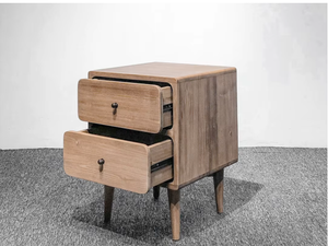 Stylish Bedside Curvydouble Table Solid Teak Wood Natural Finish Sleek Drawers For Bedroom Hotel Villa Resort Modern Furniture - Product Image 2