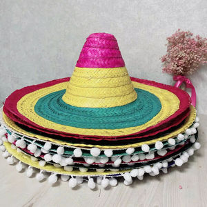 หมวกทรงโซมเบรโรสานจากฟางสไตล์เม็กซิกัน ปักโลโก้ ปีกกว้าง ปรับขนาดได้ 50-52 ซม./58-60 ซม. ลายทาง ใช้ได้ทั้งชายและหญิง ทำจากหญ้าธรรมชาติ เหมาะสำหรับงานปาร์ตี้แบบสบายๆ - Product Image 1