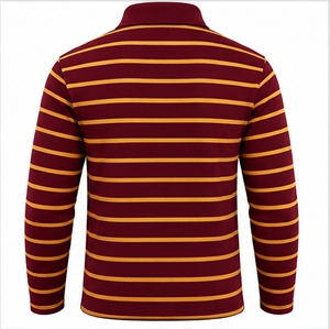 Camiseta Polo de Manga Larga para Hombre Index Apparel, Color Borgoña con Rayas Doradas, Cierre de Botones, Estilo Casual, Tejido de Punto - Product Image 2