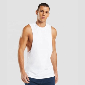 Débardeur uni personnalisé pour homme à emmanchures profondes, débardeur de sport et de fitness vierge en coton, style streetwear pour homme - Product Image 1