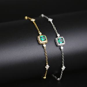 Nouveau Bracelet en argent Sterling 925, pierres précieuses de luxe, Halo vert, émeraude, bijoux fins pour femmes, bijoux de destin - Product Image 6