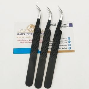 Pinzas Curvas para Extensión de Pestañas con Aislamiento, Pinzas para Pestañas con Recubrimiento de Color Negro - Product Image 2