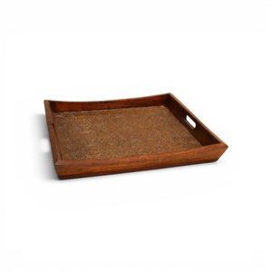 Plateau de service en bois artisanal avec poignées |   Plateau de petit-déjeuner décoratif |   Plateau rustique en bois pour la maison et la cuisine - Product Image 6