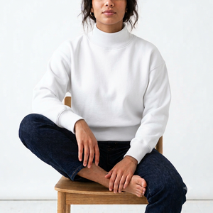 Sweat-shirt surdimensionné à col montant personnalisé pour femme, en coton premium, à épaules tombantes, fournisseur de vêtements OEM - Product Image 1