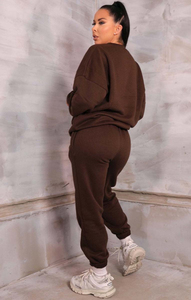 Ensemble de survêtement marron 2 pièces pour femme : sweat-shirt oversize et pantalon de jogging en molleton décontracté, tenue assortie pour la détente - Product Image 6