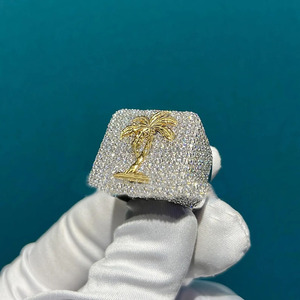 Anillo de Compromiso Personalizado de Plata de Ley 925 con Diseño de Palmera Hielada, Estilo Hip Hop, para Hombre, de Rapper Men Champion, Diseño Moderno y Personalizable, para Cumpleaños - Product Image 3