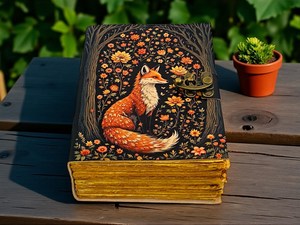 Diario de Cuero Fox Grimoire, Cuaderno Vintage Hecho a Mano, Diario Rústico con Grabado, Libro de Sombras para Escribir, Dibujar y Regalar - Product Image 6