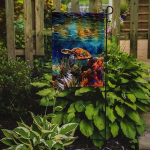 Drapeau de jardin tortue de mer caouanne multicolore Boîte aux lettres décorative et Patio Artwork for Yard & Lawn Signs Flower Beds Banner Size - Product Image 2