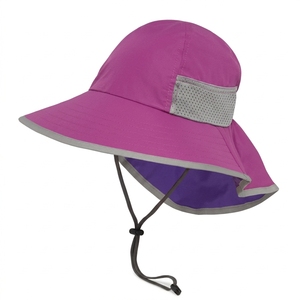 <b>Purple</b> Bucket <b>Hat</b> With Mesh Panel Adjustable Strap Unisex Outdoor Spring Summer Casual Adult <b>Hat</b> - Product Image 1