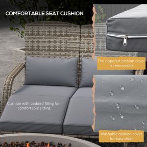 Sedia Adirondack per Due Persone in Rattan PE, Chaise Longue Doppia con Cuscini e Poggiapiedi per Braciere, Portico, Lettino Prendisole da Esterno - Product Image 6