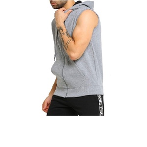 Hoodies de sport personnalisés avec logo imprimé, 100% coton, sans manches, veste de sport pour hommes, sweat-shirt sans manches - Product Image 2