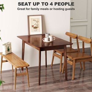 Mesa de Comedor Rectangular de Madera de Nogal de Estilo Moderno de Mediados de Siglo de 47.2 Pulgadas para 4 Personas, Mesa de Comedor con Patas de Madera de Caucho - Product Image 4