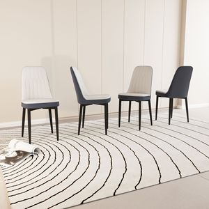 Set di 4 Sedie da Pranzo in Stile Moderno con Tessuto in Pelle PU di Alta Qualità e Cuscini Spessi e Morbidi, Gambe in Metallo Nero - Product Image 5