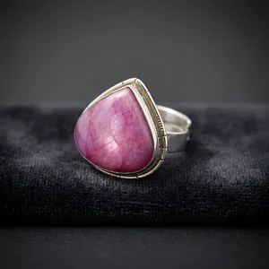 925 Sterling Silver Pink <b>Moonstone</b> Statement <b>Ring</b> Natural Gemstone Handmade Vintage Jewelry Women's Fashion - Product Image 2