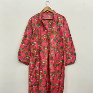 ชุดเดรสผ้าฝ้ายลายเสือแบบคาฟตัน สไตล์โบโฮ แม็กซี่ โรบลำลอง - Product Image 1