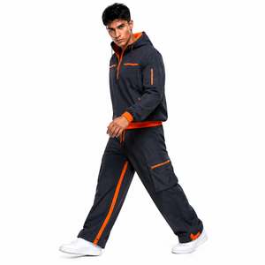 Windbreaker Tracksuit Set Custom Embroidered Logo <b>Zip</b> Pocket Chest Design Water Repellent Nylon Fabric Wholesale Streetwear - Product Image 2