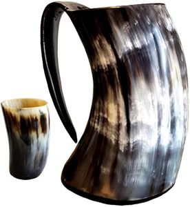 Jarra Vikinga de Cuerno de Vaca Hecha a Mano, Estilo Artesanal Vintage, Tradicional y Rústica para Cerveza/Café/Té - Product Image 3