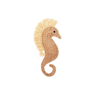 Décoration murale suspendue en rotin tressé en forme de cheval de mer pour chambre d'enfant, en fibres végétales naturelles, motif animal, pour décorer les chambres d'enfants - Product Image 1
