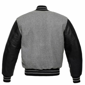 <b>Men</b> American Letterman Baseball School Team Varsity Jacket <b>Black</b> Wool and <b>Black</b> <b>Real</b> Leather Sleeves customized colors - Product Image 6